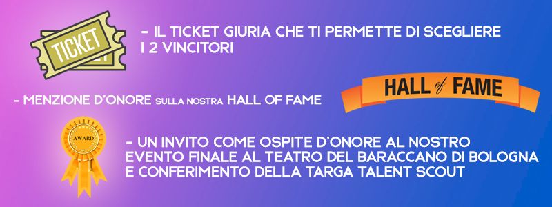 TICKET GIURIA + HALL OF FAME + OSPITE D’ONORE CONCERTO DI PREMIAZIONE + TARGA