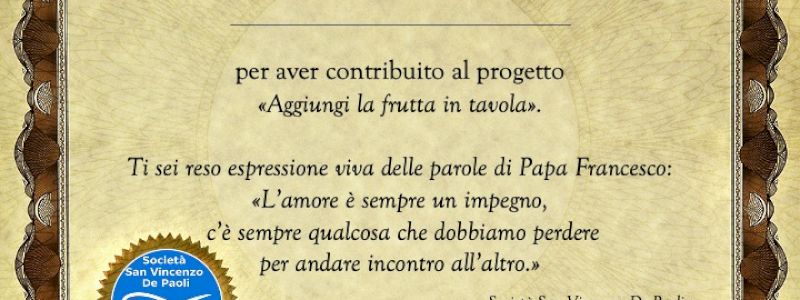 Attestato con piantina di fragole