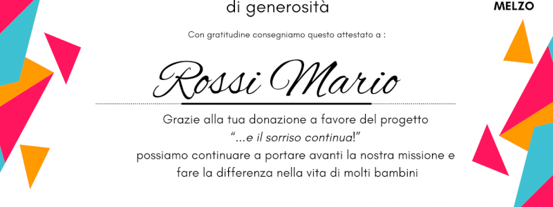 Attestato di 'generosità'