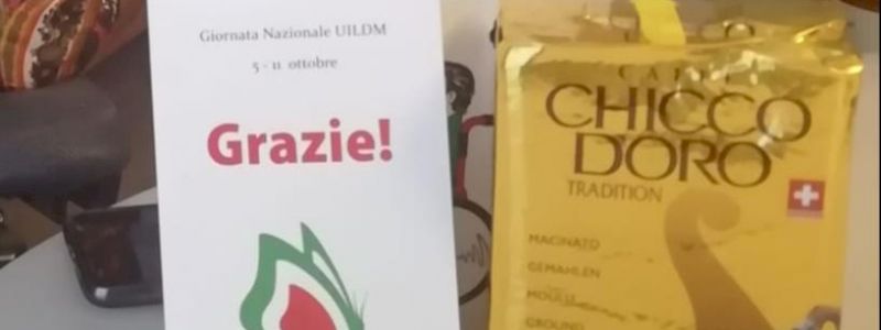 Ringraziamento pubblico e confezione caffè da moka UILDM