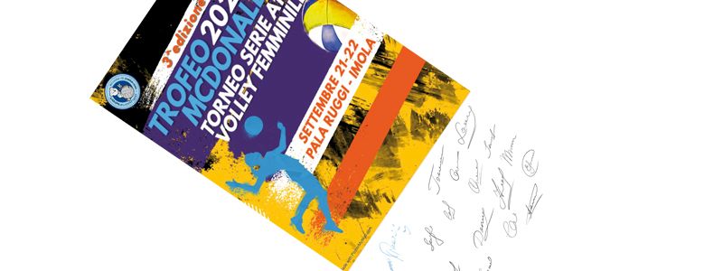 Locandina dell'evento firmata dalle atlete e invito per l'ingresso al torneo